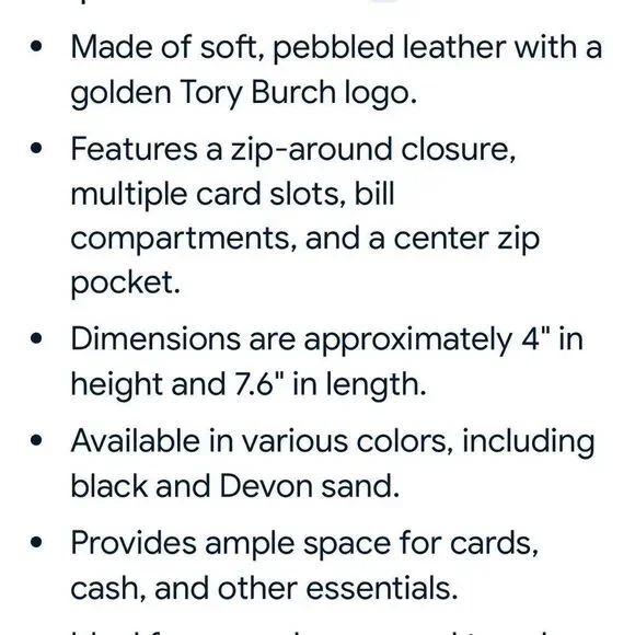 Tory Burch Beige Pebbled Leather Wallet with Gold Logo - Picture 9 of 15